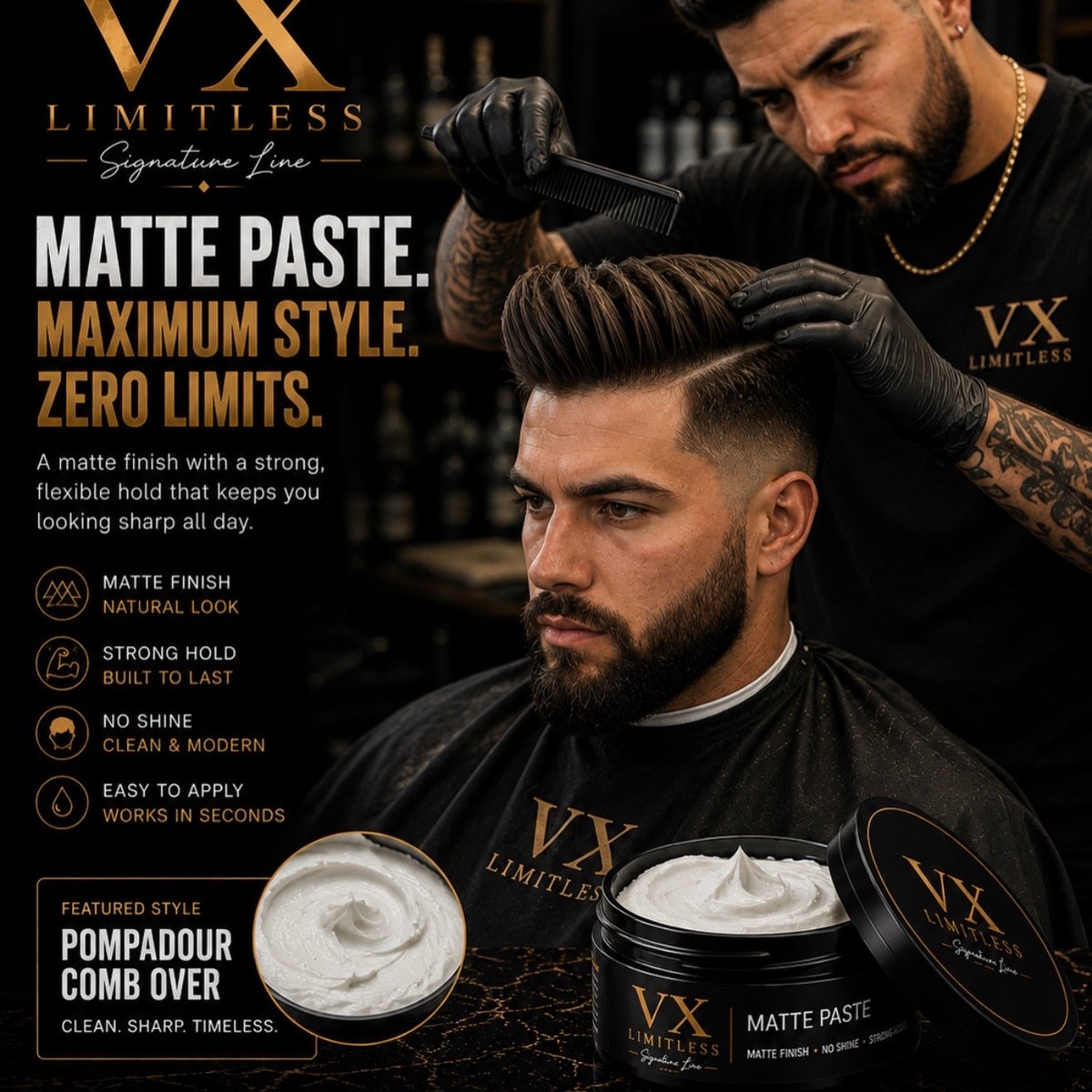 VX Limitless Signature Line Matte Paste | Strong Hold, Matte Finish Styling Paste
