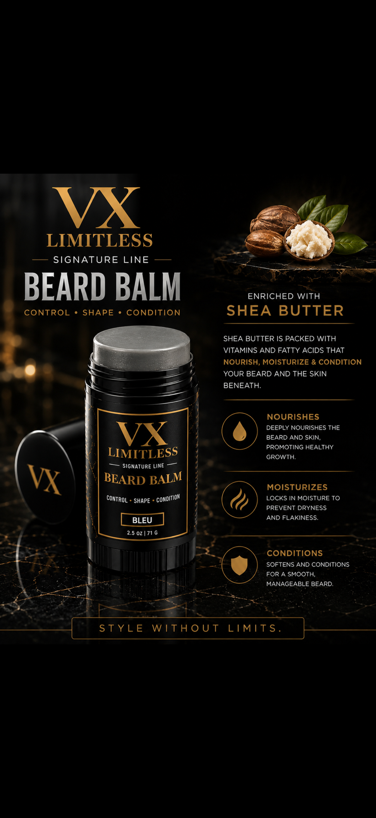 VX Limitless Signature Line Beard Balm – BLEU